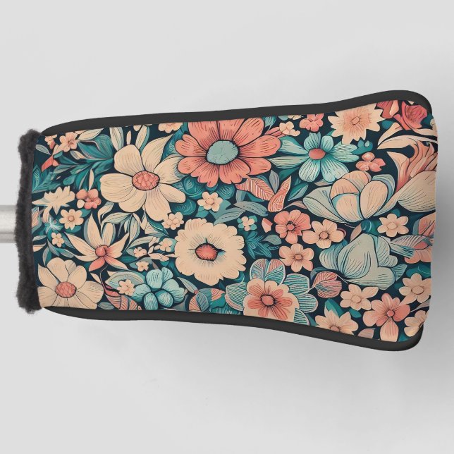Couvre-club De Golf Coque Coussin de fleurs de Bohême (Devant)