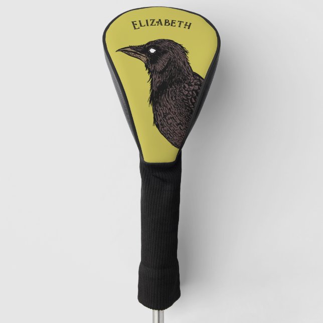 Couvre-club De Golf Corbeau Déplaisant Corbeau Lumineux d'encre gothiq (Devant)