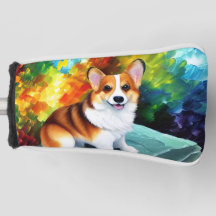 Corgi dans la couverture de la tête de golf du jar