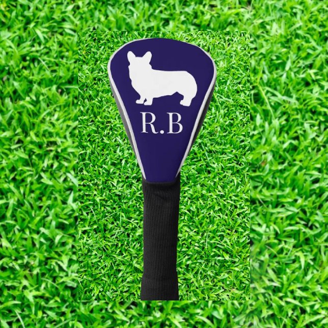 Couvre-club De Golf Corgi Golf Blue Navy (Elevate your golf game with our English Bulldog Monogram Golf Head Cover! )
