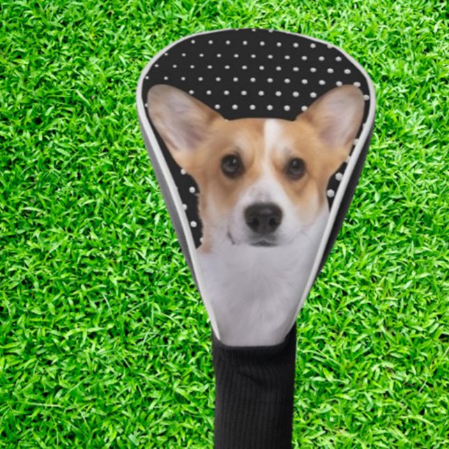 Couvre-club De Golf Corgi points blancs (Surprise a corgi lover with a custom white corgi dog golf putter cover)