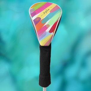 Couvre-club De Golf Couleur Diagonale, Nom, Peinture Abstraite