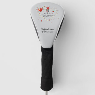 Couvre-club De Golf Couple de la Saint-Valentin mignon coeurs personna