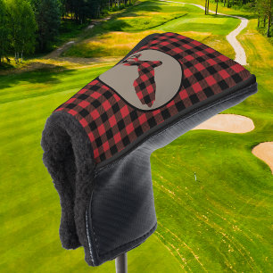 Couvre-club De Golf Couvercle à mâchoire à tête de cerf noir rouge