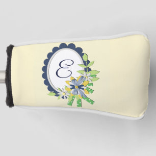 Couvre-club De Golf Couvercle à mât monogramme encadré de fleurs