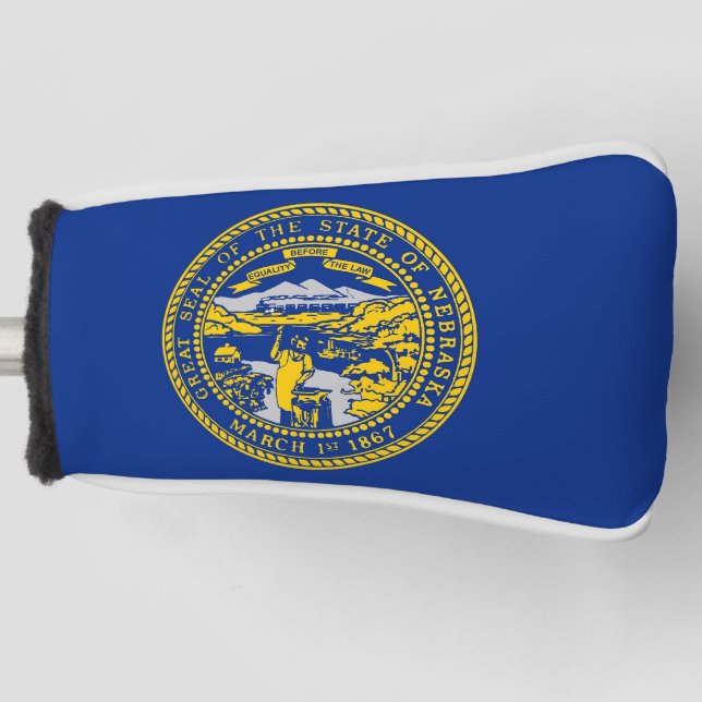 Couvre-club De Golf Couvercle de golf avec Drapeau du Nebraska, USA (Devant)