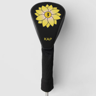Couvre-club De Golf Couvercle de tête de marguerite jaune illustrée mo