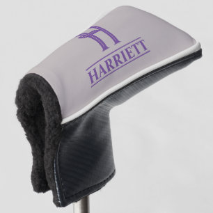 Couvre-club De Golf Couvercle de tête de mât violet monogramme