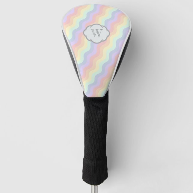 Couvre-club De Golf Couverture de conducteur Pastel Rainbow Waves (Devant)