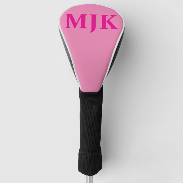 Couvre-club De Golf Couverture de la tête de golf avec Monogramme rose (Devant)