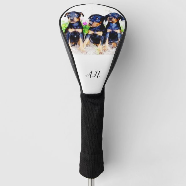 Couvre-club De Golf Couverture de la tête de golf monogrammée du chien (Devant)