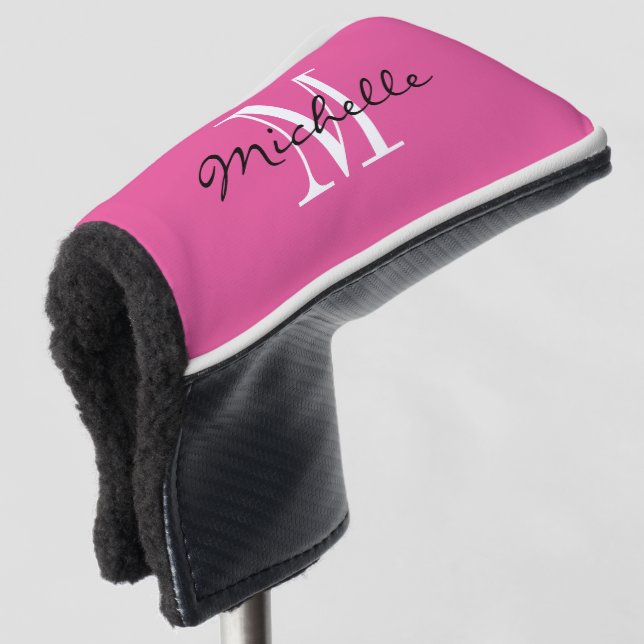 Couvre-club De Golf Couverture monogramme de golf rose pour femmes (Devant 3/4)