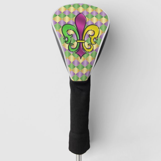 Couvre-club De Golf Couvre-golf à motif Fleur de Lis Mardi Gras élégan (Devant)