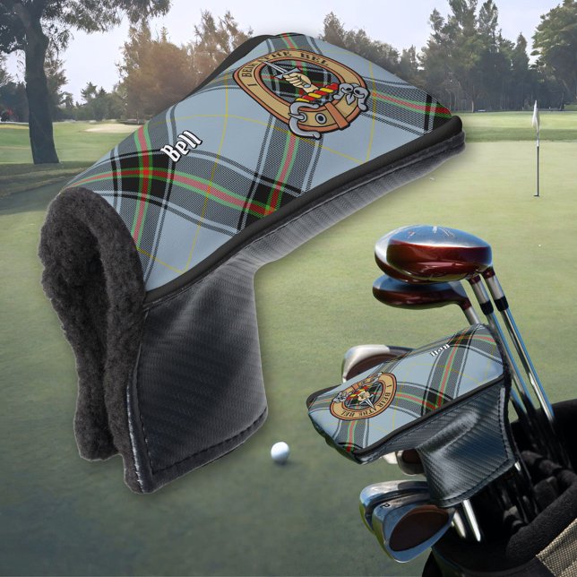 Couvre-club De Golf Couvre-tête de golf Clan Bell Crest sur tartan (Créateur téléchargé)