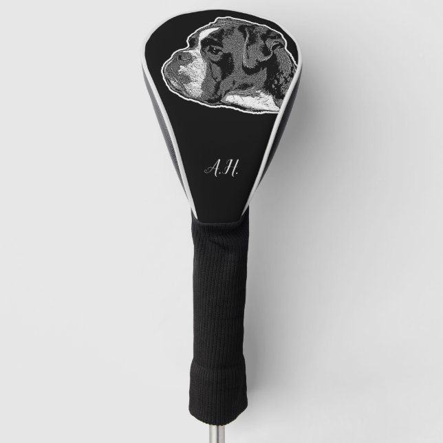 Couvre-club De Golf Couvre-tête monogrammée pour chien de boxe (Devant)