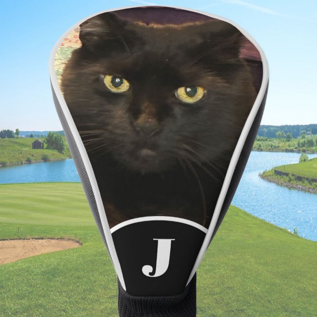 Couvre-club De Golf Create Your Own Cat photo template custom black (Créateur téléchargé)
