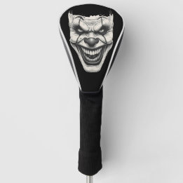 Couvre-club De Golf Creepy Killer Clown Smile Monochromatic