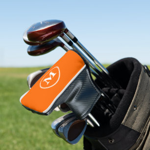 Couvre-club De Golf Créer personnalisé Monogramme blanc orange