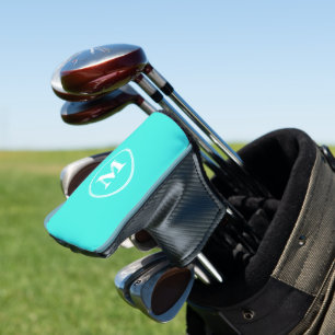 Couvre-club De Golf Créer Putter Turquoise Personnalisé Monogramme Bla