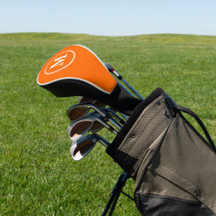 Couvre-club De Golf Créer un monogramme blanc orange personnalisé