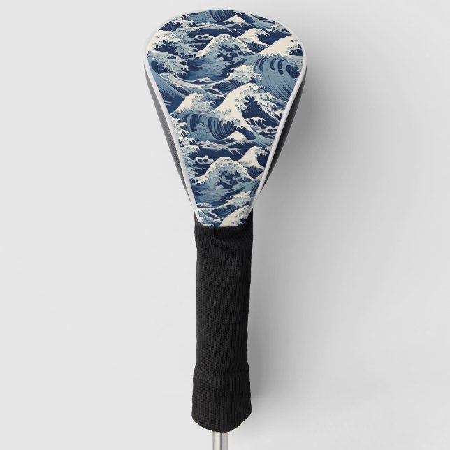 Couvre-club De Golf Crêtes éphémères : Les vagues d'Hokusai réimaginée (Devant)