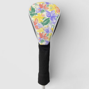 Couvre-club De Golf Croquis de fleur sauvage vintage (5)
