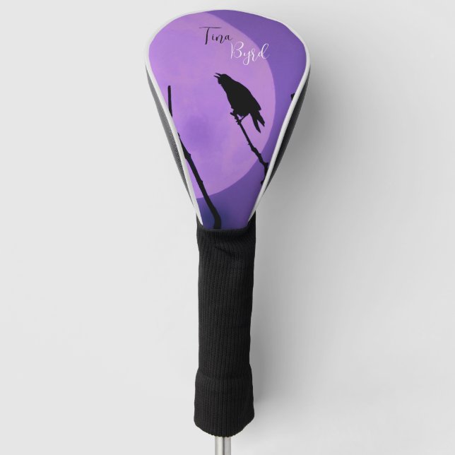 Couvre-club De Golf Crow Silhouette Lavande Purple Lune (Devant)