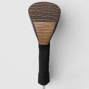 Couvre-club De Golf Cuir Brown Faux Alligator