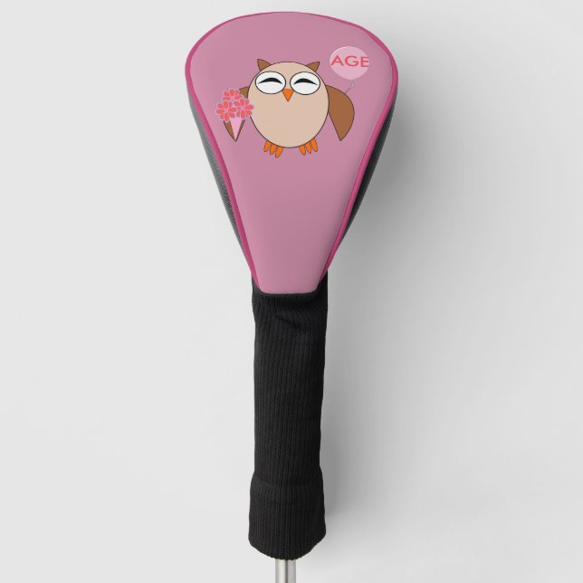 Couvre-club De Golf Custom Age Anniversaire Chouette de golf Couvertur (Devant)