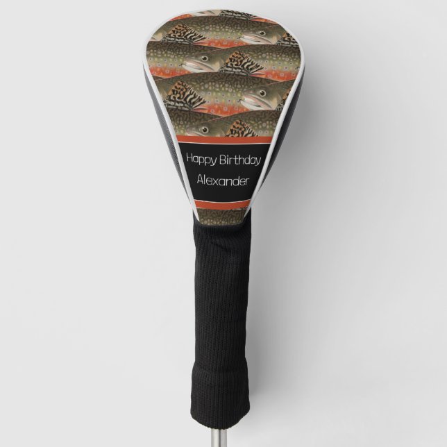 Couvre-club De Golf Custom Black Rust Fisherman cadeau club de pêche à (Devant)