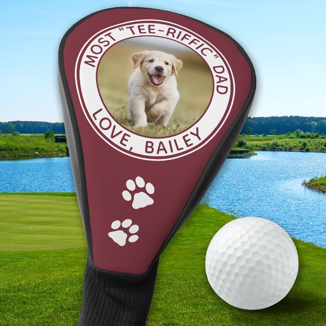 Couvre-club De Golf Custom Chien Papa Meilleure photo rouge (Créateur téléchargé)