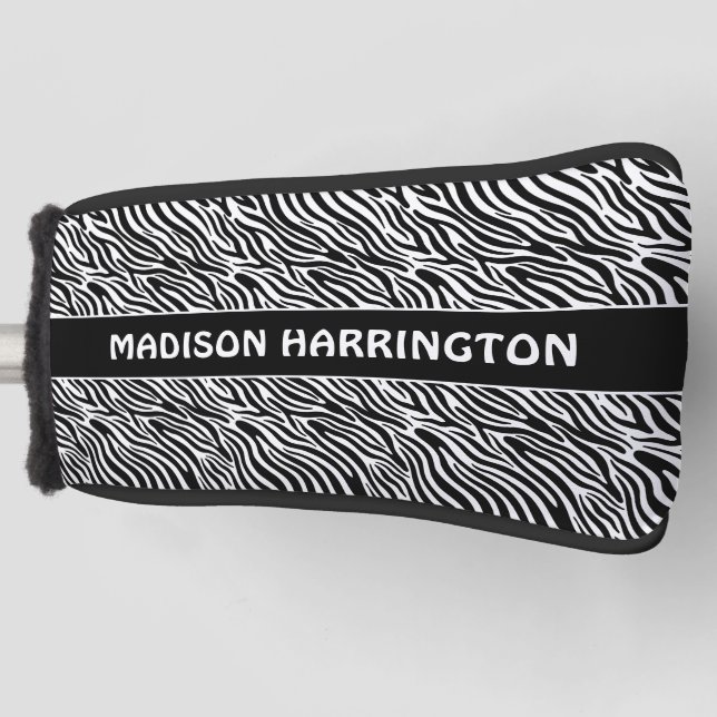 Couvre-club De Golf Custom Name Zebra Pattern (Devant)