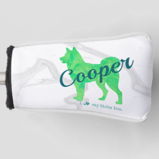 Couvre-club De Golf Custom Pastel Shiba Inu Silhouette Golf Cover