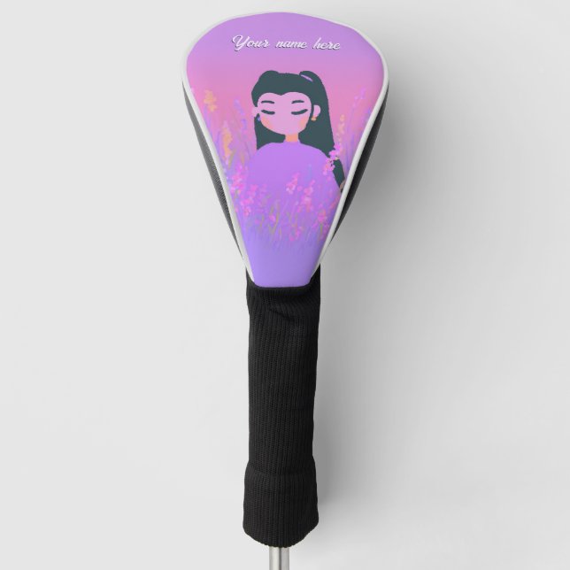 Couvre-club De Golf Customizable Name Golf Girl Lavender Daydream (Devant)