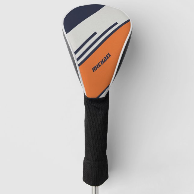 Couvre-club De Golf Customized Retro Stripes in blue orange (Devant)