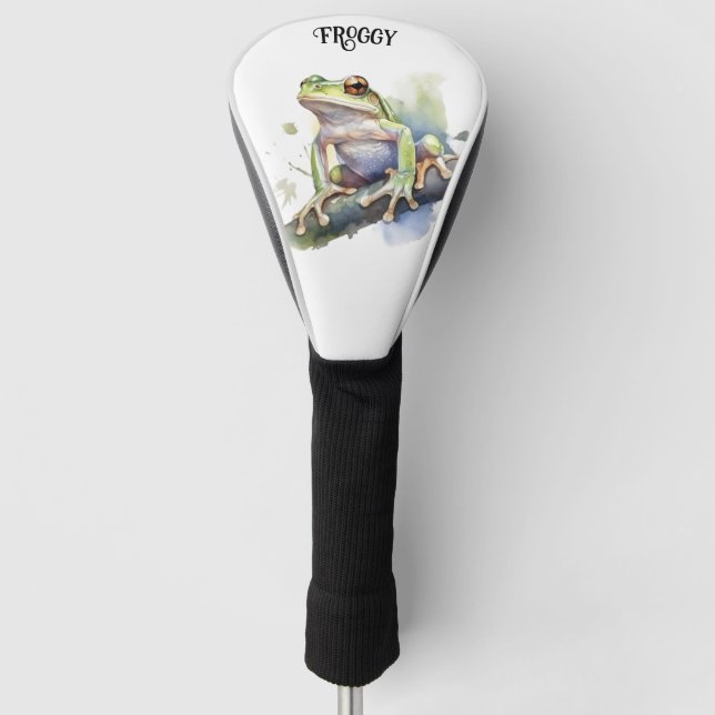 Couvre-club De Golf Cute Aquarelle Arbre Frog, personnalisé (Devant)