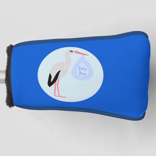 Couvre-club De Golf Cute Blue Baby Boy Stork (Devant)