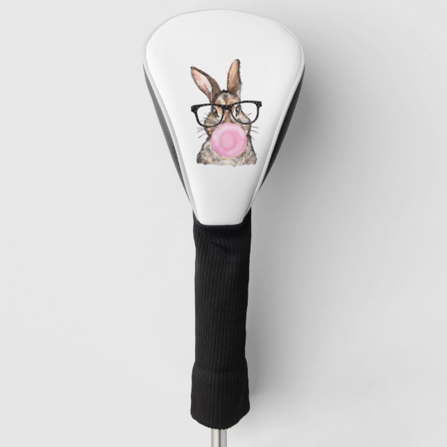 Couvre-club De Golf Cute Bunny Glasses Bubblegum Easter Day Girls Kids (Devant)