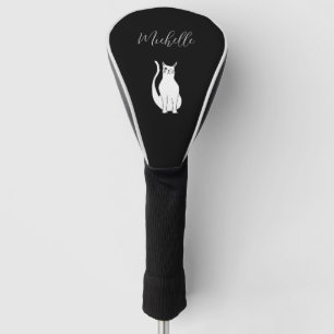 Couvre-club De Golf Cute chat noir blanc Winking Kitty Cartoon