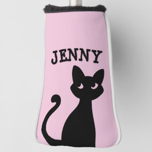 COUVRE-CLUB DE GOLF CUTE CHAT NOIR PERSONNALISÉ TÊTE DE GOLF PUTTER CO