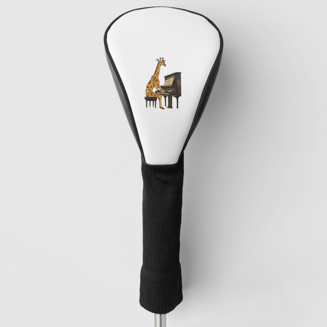 Couvre-club De Golf Cute Giraffe Jouer Piano Giraffes Musicien Musique (Devant)
