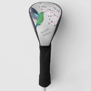 Couvre-club De Golf Cute Green Hummingbird Cherry Blossom Ajouter Nom