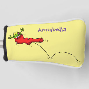 Couvre-club De Golf Cute grenouille dans une chaussette rouge saut de