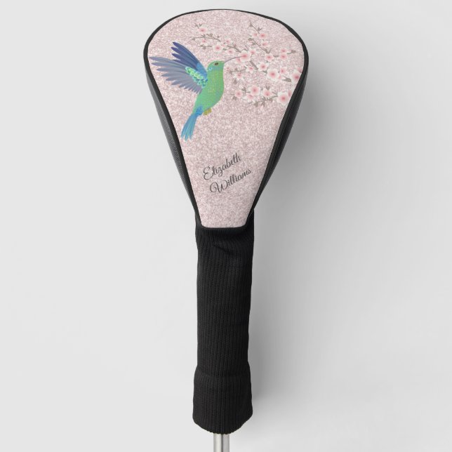 Couvre-club De Golf Cute Hummingbird Cherry Blossom Ajouter Nom (Devant)