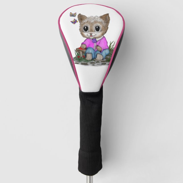 Couvre-club De Golf Cute Kitty Chat et Papillon (Devant)