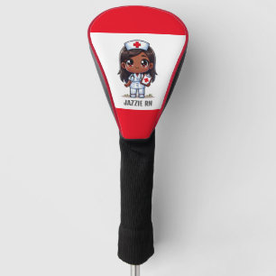 Couvre-club De Golf Cute Manga Black Nurse Cheveux Brown et yeux perso