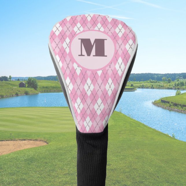 Couvre-club De Golf Cute rose preppy Jacquard personnalisé monogramme  (Créateur téléchargé)