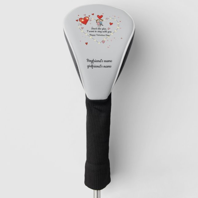 Couvre-club De Golf Cute Valentine's day couple hearts custom (Devant)