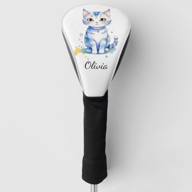 Couvre-club De Golf Cute watercolor cat (chaton) design (Devant)