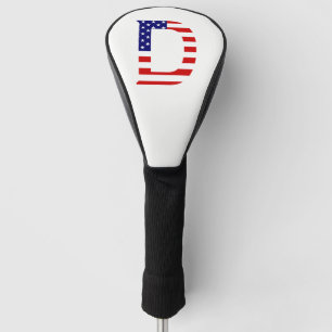 Couvre-club De Golf D Monogramme superposé sur le drapeau américain dc
